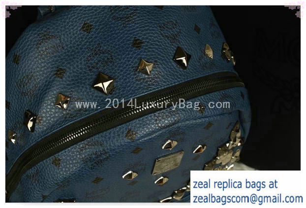 High Quality Replica MCM Stark Backpack Jumbo in Calf Leather 8100 RoyalBlue